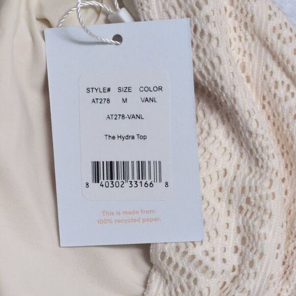 NWT Andie Hydra Top Vanilla (Cream / Off-white) Crochet Ruffle Bikini Swim M - Picture 8 of 8